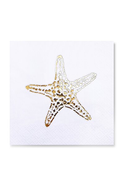 Story 33x33 سم ورق ذهبي نجم البحر منقوشة 16 قطعة من المناديل الورقية باللون ا...