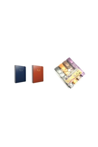 Gıpta Metal Notes Sp.pp Cover Elastic 17x24cm Checked 80 Yp- 2 Pieces + Masis Metallic Highlighter Set of 4