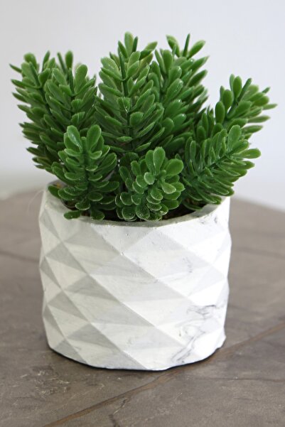 Yapay Çiçek Deposu Beton Saksıda Yapay Masa Çiçeği Model 27