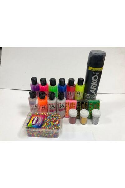 Monalisa Slıme Yapma Seti 8 Renk 70 ml Slime 2 Adet Sıvı Boraks Sim, Lastik P...