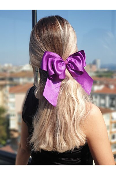 Melkady Aksesuar Melkady 240μωβ - Πολυτελής αυτόματη πόρπη με φουλάρι με φιόγκο