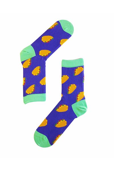 daphne studio Taco Fastfood - Ciorapi pentru femei, roz, violet, cu model, unisex, sub genunchi
