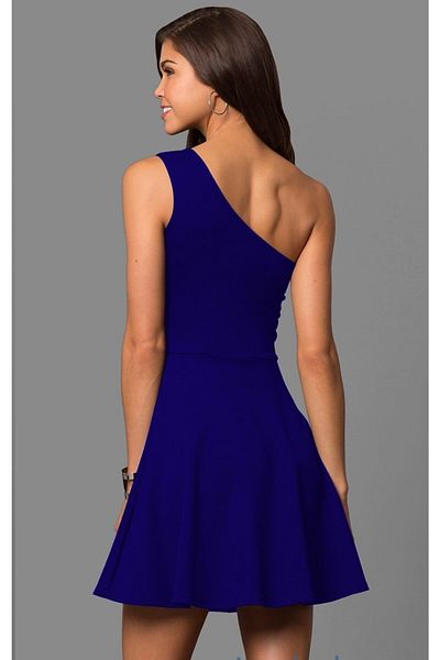 lovebox Μίνι φόρεμα με έναν ώμο Saks Blue Flexible Fabric 50320