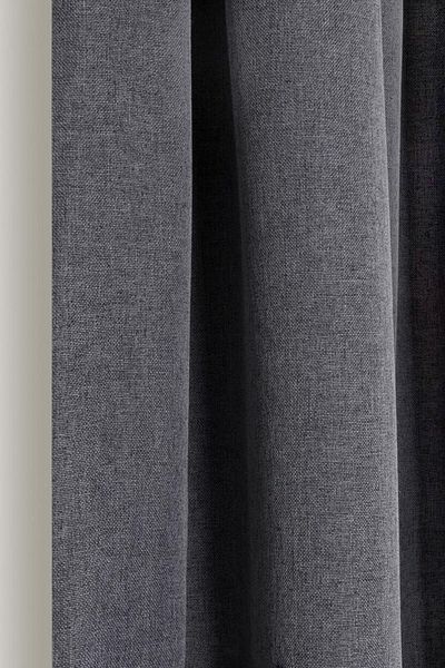VANESSA PERDE Linen Blackout Sunshade Anthracite Gray Curtain Pleatless Plain Stitching