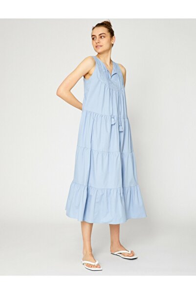 Koton Rochie fără mâneci din poplin albastru pentru femei