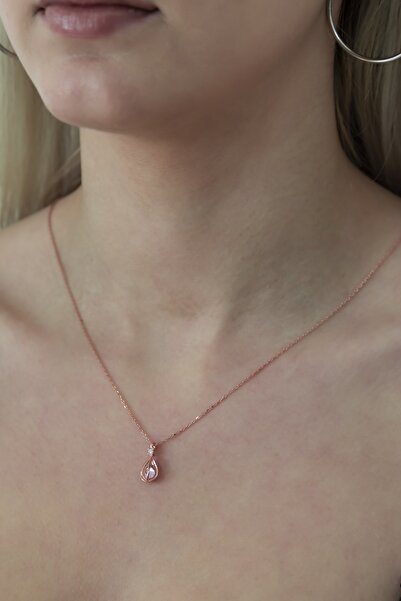 Nereze Kadın Pembe Taşlı Balon Kolye