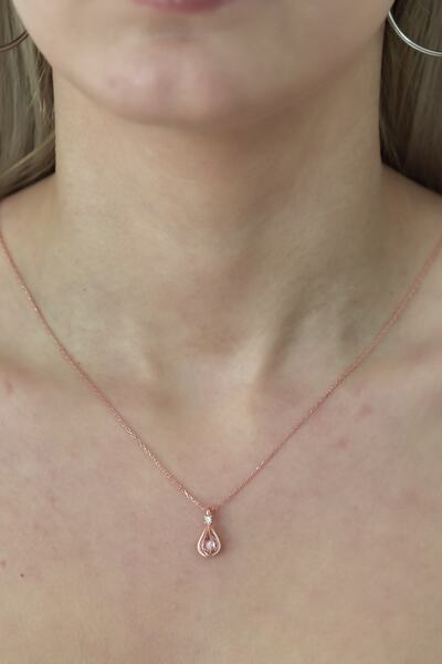 Nereze Kadın Pembe Taşlı Balon Kolye