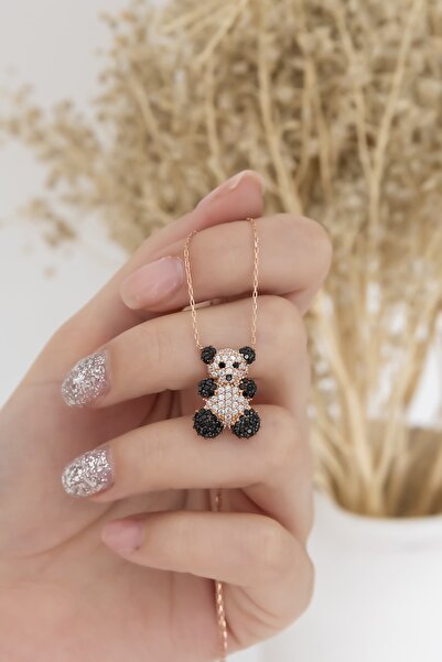 Nereze Kadın Rose Gold Panda Kolye 925 Ayar