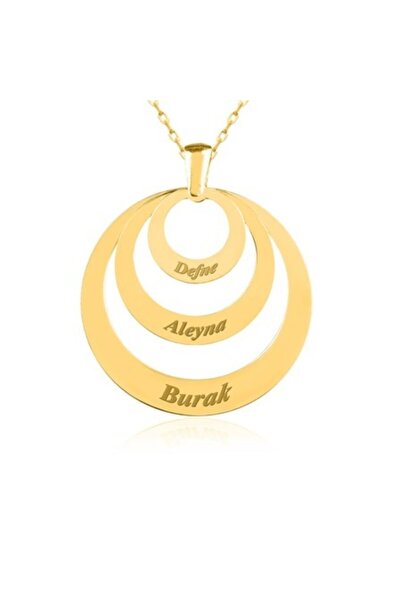 Vip Gümüş Üçlü Isimli Halka Altın Kaplama Gümüş Kolye