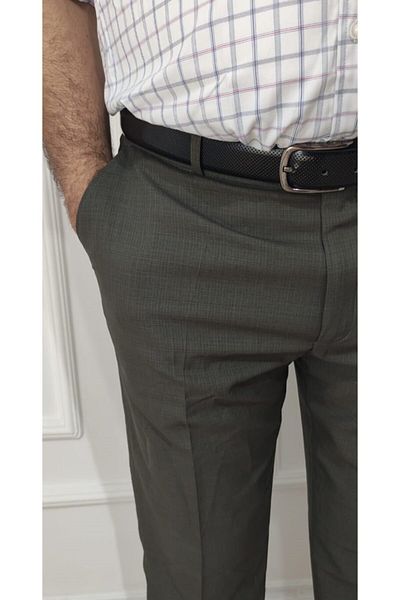 nacar çarşı Men's Plus Size Classic Khaki Relaxed Cut Fabric Trousers