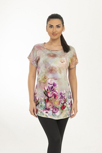 HEPİSİZE TEKSTİL Tulip Patterned Digital Printed Tunic