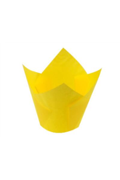 Pasta Sarı Tulip Lale Muffin Cupcake Mini Kek Kalıbı Kapsülü 200 Adet