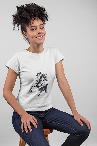 ErTaPassage Ženski beli plemenski konj Štampano Standard T-shirt T1683369