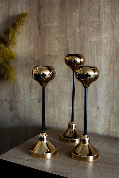 mba decor metal bending art 3'lü Uzay Şamdan Mumluk Ev Yemek Masası Dekorasyon