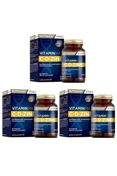 Nutraxin Vitamin Max 60 Tablets Containing Vitamin D and Zinc in a Single Tablet*3 Pieces