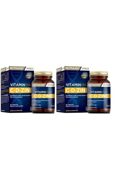 Nutraxin Single Tablet Containing Vitamin C D and Zinc - Vitamin Max 60 Tablets*2 Pieces