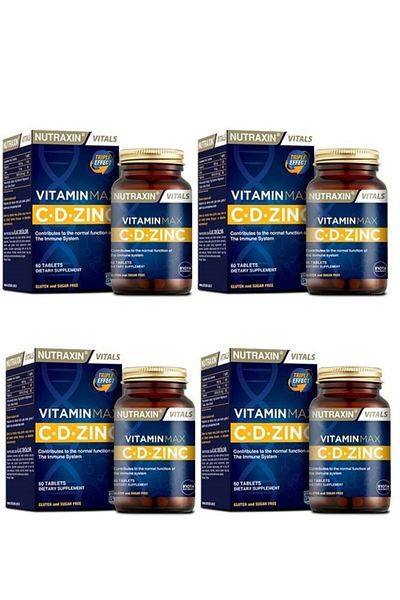 Nutraxin Vitamin C Containing Vitamin D and Zinc - 60 Tablets*4 Pieces