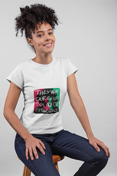 ErTaPassage Femei albă afro-americană Fight cu imprimeu Standard tricou T8005502