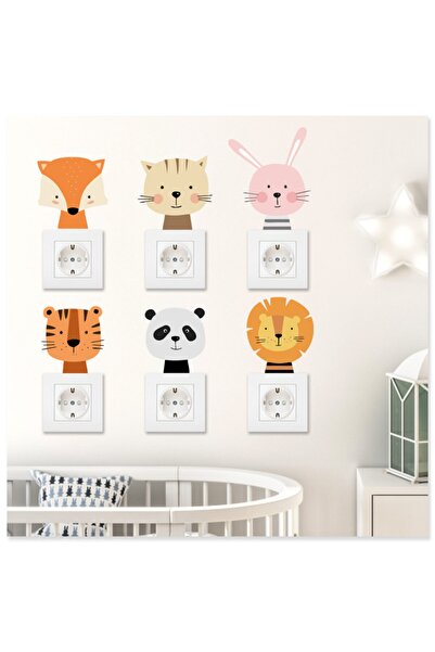 Priz Sticker Çocuk Odası Sevimli Hayvanlar Iı 6'lı Set