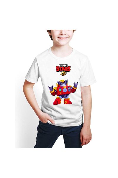 HediyeCenter Μπλουζάκι Boy's White Brawl Stars Surge Digital Printed T-shirt D01