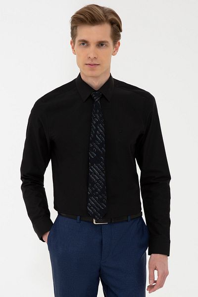 Pierre Cardin Черна тънка базова риза
