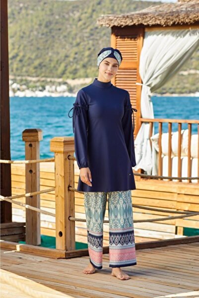 Adasea 4257 K. Μαγιό Hijab Σχέδιο Navy Blue Lycra