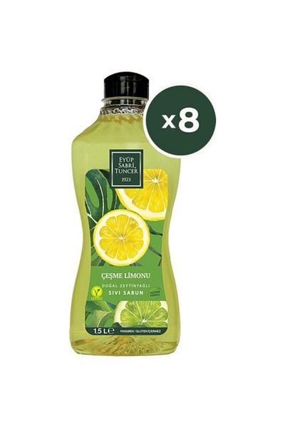 Eyüp Sabri Tuncer Çeşme Lemon Natural Olive Oil Liquid Soap 1.5 Lt X 8 Pieces