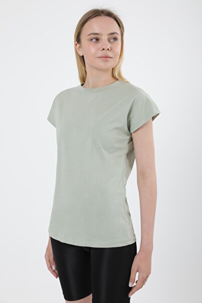 MD trend Γυναικείο πλεκτό μπλουζάκι από βαμβακερό πράσινο μανίκι με νυχτερίδα