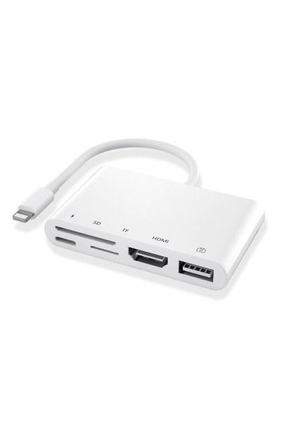coofbe آيفون آيباد Hdmi مجموعة نقل الصور آيفون Otg Hdmi Usb Tf Sd قارئ Av محول آيفون Hub