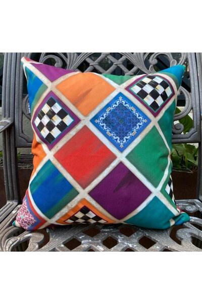 MER HOME Husă de pernă cu model geometric în carouri