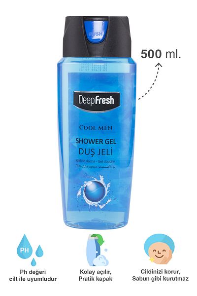 Deep Fresh Practical Men's Shower Gel with Lid Cool Men 500 ml