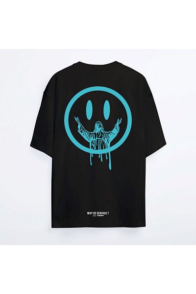 Shout Unisex Black Shout Oversize Γιατί τόσο σοβαρό μπλουζάκι Oldschool