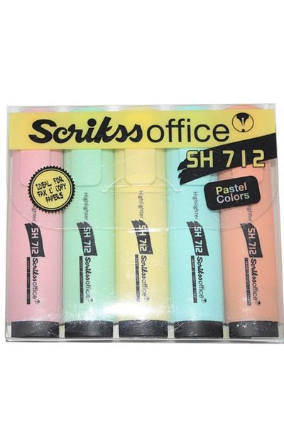 Scrikss Sh712 Pastel Highlighter 5-Piece Blister Pastel Colors
