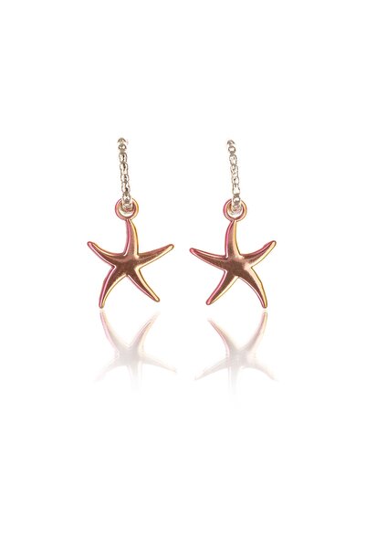 Leerybee Chrome Fuchsia Yellow Color Antiallergic Star Earrings