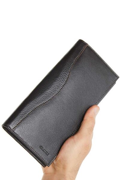 Grande محفظة شيكات جلدية 1361 - أسود