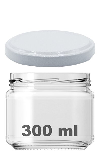 Afracam 300 ml Metal Beyaz Konserve Kapaklı 300 Cc Şeffaf Magnolya Cam Kavano...