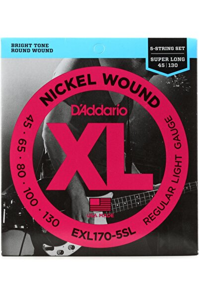Daddario D'addario Exl170-5sl Nickel Wound 5-string Bass, Light, Super Long Scale Takım Tel 5 Telli Bas Gitar