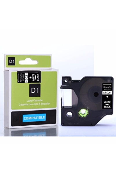 Printpen Dymo D1 Serisi Uyumlu Siyah Etikete Beyaz 45021 12mmx7m