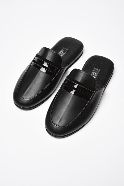 GC Erkek Siyah Poli Taban Rugan Tokalı Deri Ev Terlik 380