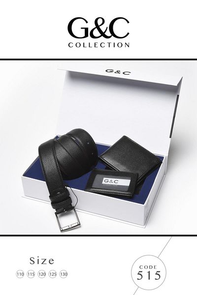 GC Ανδρικό Σετ Προίκα Πορτοφόλι Μαύρη Ζώνη Τριπλό 515