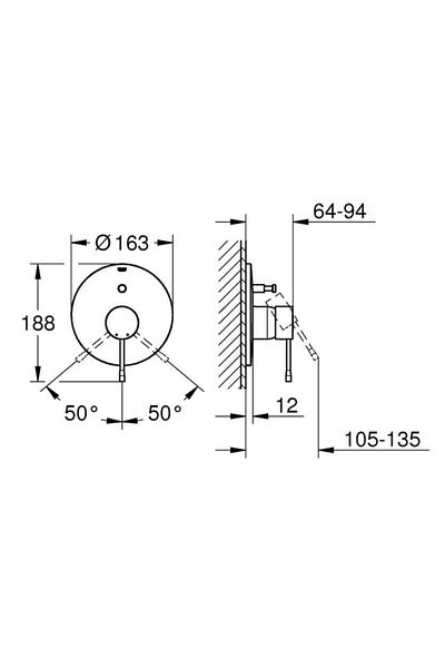 Grohe Essence New Built-In Shower Faucet - Hard Graphite - 19285Gn1