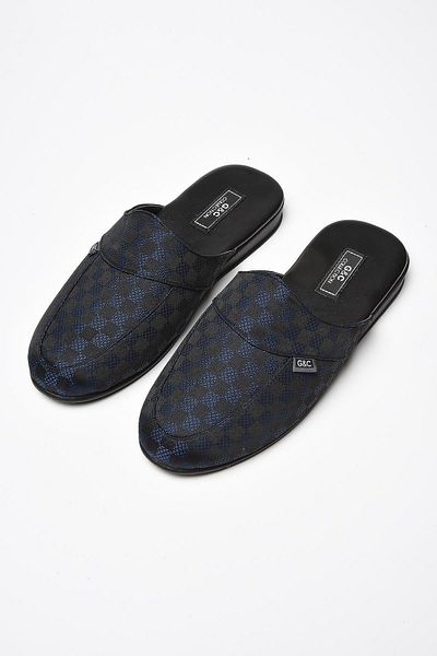 GC Ανδρικές παντόφλες σπιτιών με καρό σόλα Navy Blue 385