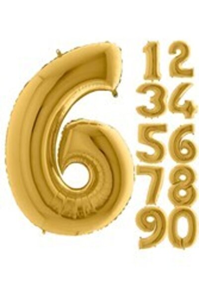parti sürprizi بالون فويل رقم 6 ذهبي لون ذهبي 80 سم
