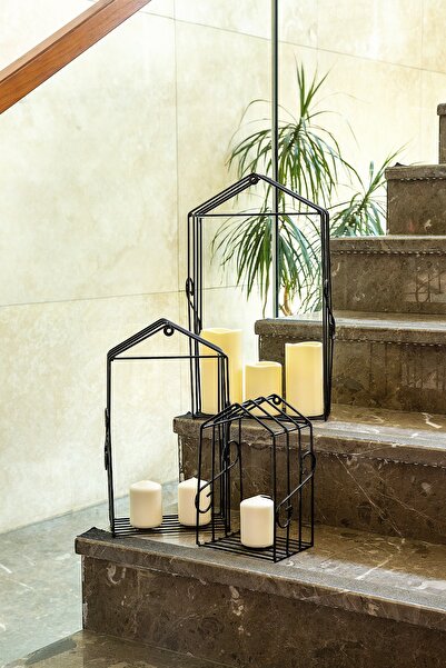 Hedicaret Yuva Üçlü Duvar Rafı Dekoratif Kitaplık Metal Siyah Ferforje Tel Raf