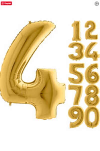 parti sürprizi بالونة فويل مقاس 80 سم رقم 4 لون ذهبي