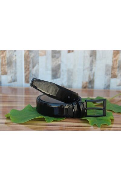 ZEKTON Μαύρη ανδρική ζώνη από λουστρίνι από συνθετικό δέρμα - πλάτους 3,5 εκ....