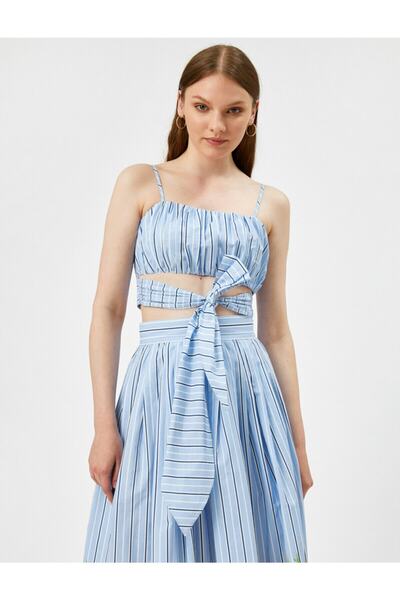 Koton Striped Tie Detailed Cotton Undershirt