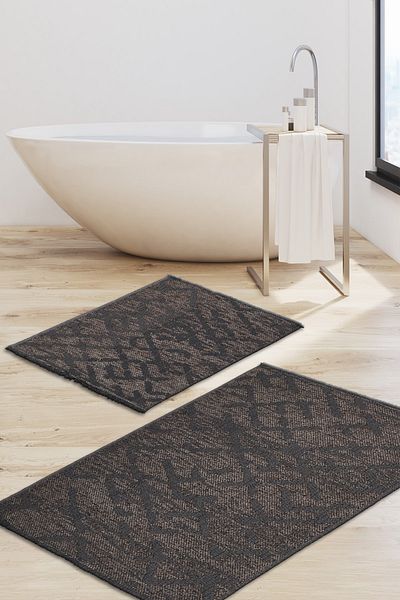 ALANUR Milano Chenille Woven Antique Μπάνιο 2 τεμαχίων Σετ Τουαλέτας Γκρι