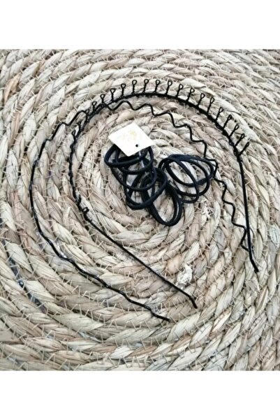 Genel Markalar Taraklı Ve Zik Zak Taç 10 Adet Siyah Lastik Toka Küç.