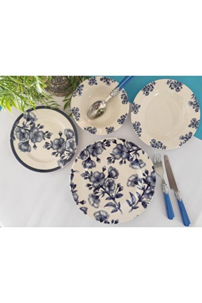 BİEV Blue Flowers 24 Prç Yemek Takımı